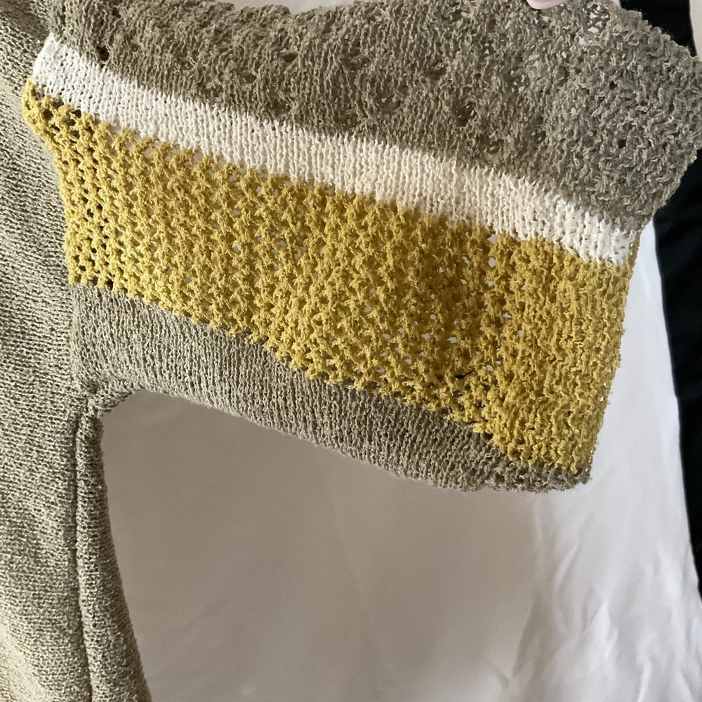 Easel Olive and Mustard Striped Sweater - Picture 4 of 5